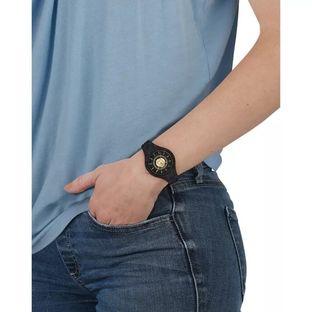 NWT Versace Versus Women's Fire Island Lion Glitter Black Silicone Strap Watch - Picture 4 of 10